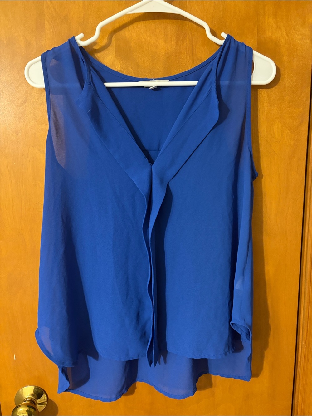 Naked Zebra Royal Blue Sleeveless Chiffon V-Neck Camisole